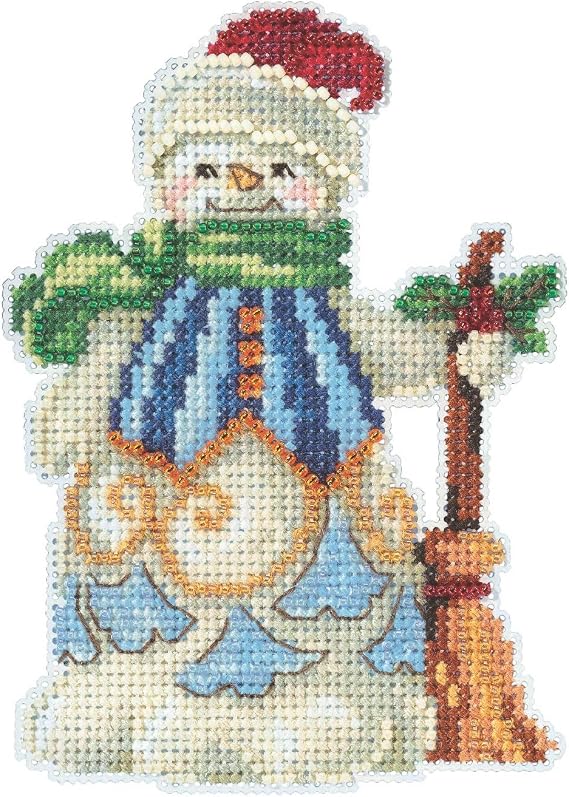 Mill Hill Clean Sweep Snowman Beaded Counted Cross Stitch Ornament Kit 2020 Jim Shore