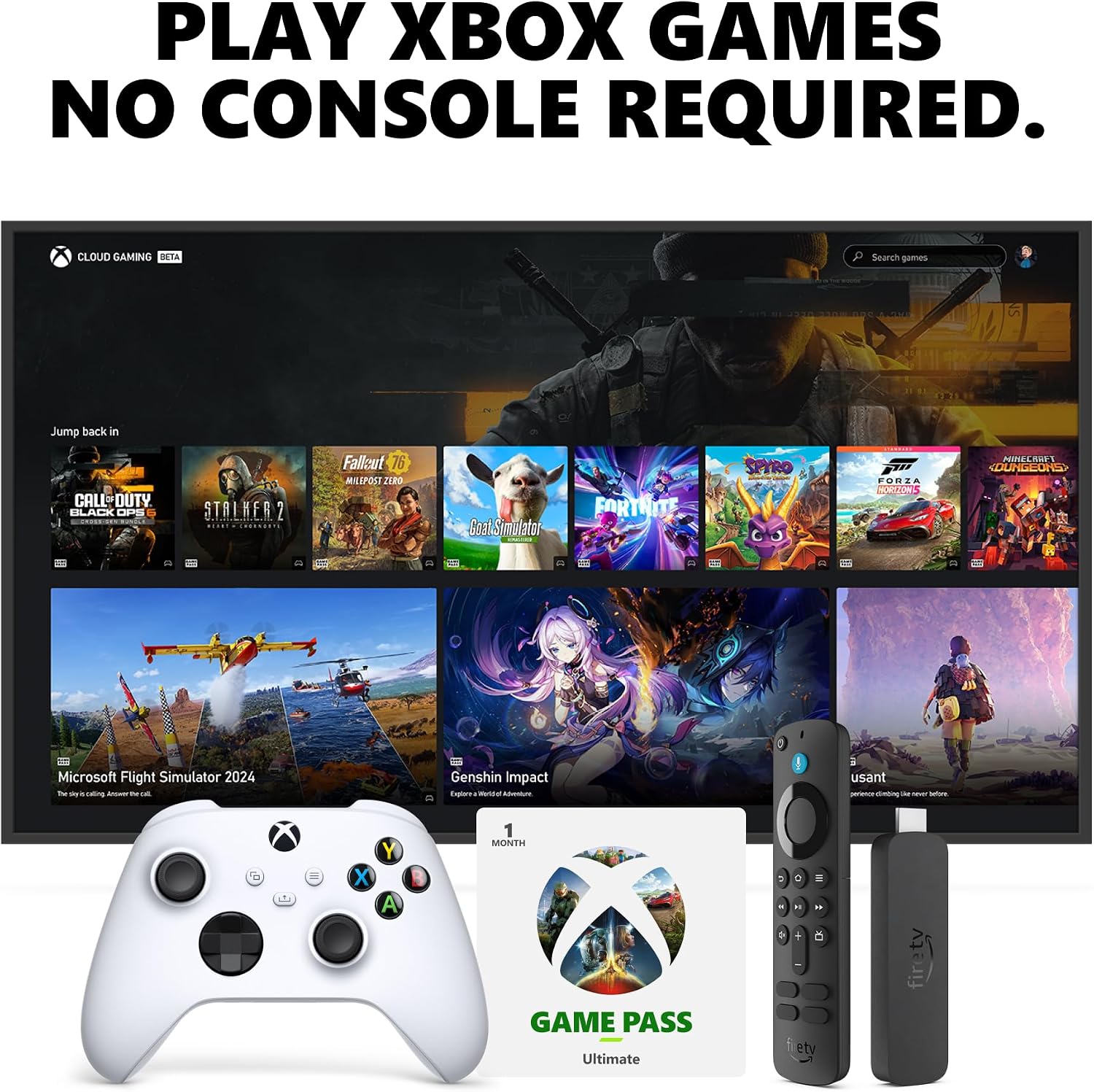 Amazon Fire TV Stick 4K + Xbox Robot White Controller + 1 Month Game Pass Ultimate