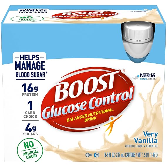 Boost Glucose Control Balanced Nutritional Drink, Vanilla Delight, 8 oz, 6 CT (Pack of 1)
