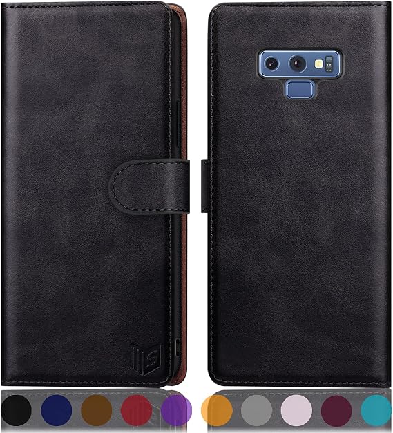 SUANPOT for Samsung Galaxy Note 9 6.4" with RFID Blocking Leather Wallet case Credit Card Holder, Flip Folio Book Phone case Cover Purse Poket for Women Men for Samsung Note 9 case Wallet Black