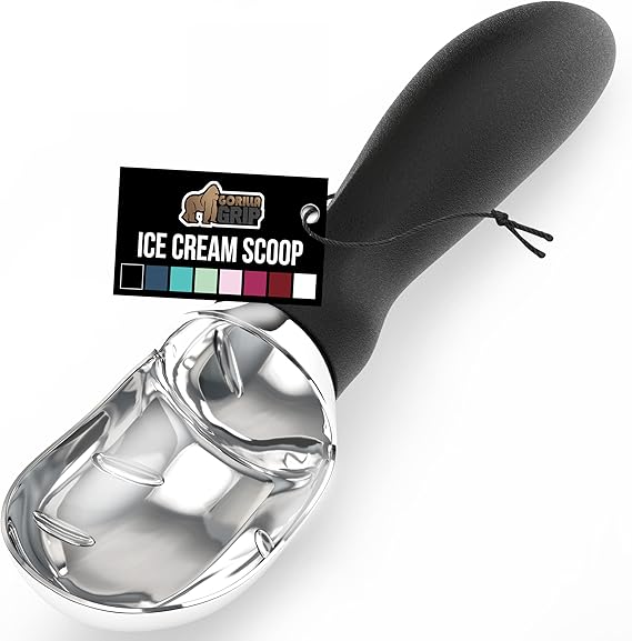 GORILLA GRIP Heavy Duty Ice Cream Scoop, Professional Scooper, Black