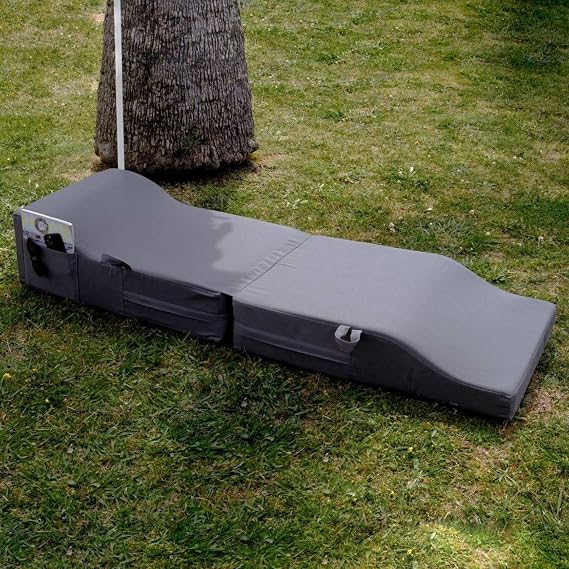 XPERMATE Folding Lounger Cushion And Puff Set Water Repellent And UV Protected Fabric Sunbed ultimatecomfort (Anthracite)