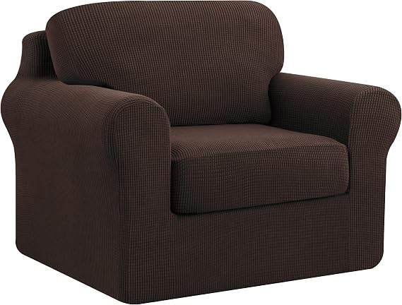 Subrtex 3 Pieces Stretch Sofa Slipcover Sets Couch Cover Sets Backrest Cushion Covers Furniture Protector Collection Set for Oversize Sofa Loveseat Chair Slip Covers(Small, Chocolate)