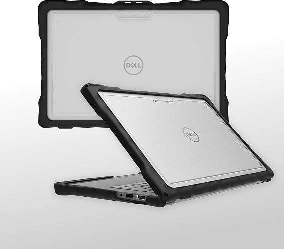Gumdrop DropTech Custom Case Dell Latitude 5440|5450 Precision 3480 Clamshell-Drop Tested Protection Rubberized Thread on Sides Seamless Asset Tagging Snap in Installation for School or Work-Black