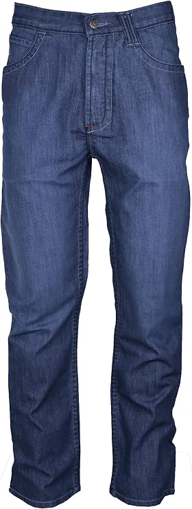 LAPCO FR Mens Low Rise Flex Jeans Flame Resistant Stretch Fit Work Pants, Medium Wash Denim