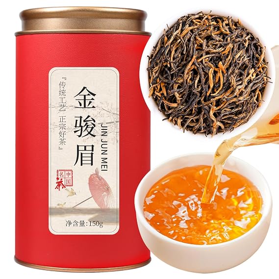 Yuexi Golden Monkey Tea Loose Leaf Jin Jun Mei Black Tea Loose Leaf Chinese Grade AAA Fujian Wuyi Mountain Core Area Tender Bud Tip Golden Eyebrow Tea Rich Honey Aroma 5.29oz/150g