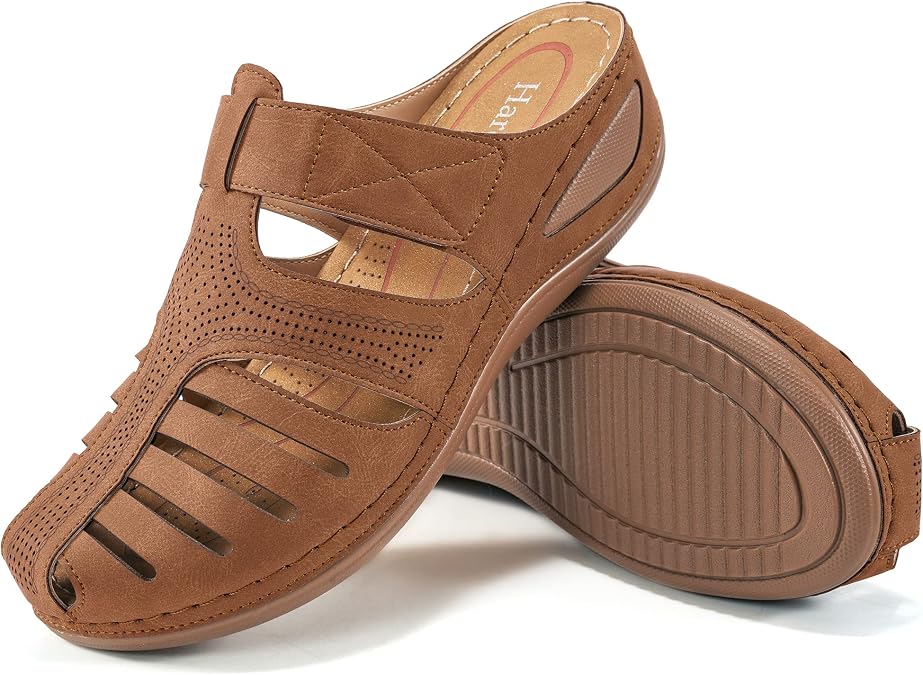 HARENCE Clogs for Women Comfortable Mules: Closed Toe Slip On Casual Shoes