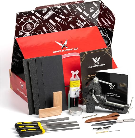 Knife Making Kit DIY Gift for Men - Gift Set, Complete Tools, Accessories to Make Knife, Stainless Steel Bushcraft Blade, Beginners Guide, Husband Boyfriend Dad Handwork Hobbies, Gift for Him