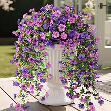 Homsunny Artificial Hanging Flowers for Outdoors 2 Pcs Fake Hanging Plant UV Resistant Faux Flowers for Home Patio Balcony Yard Porch Decorations
