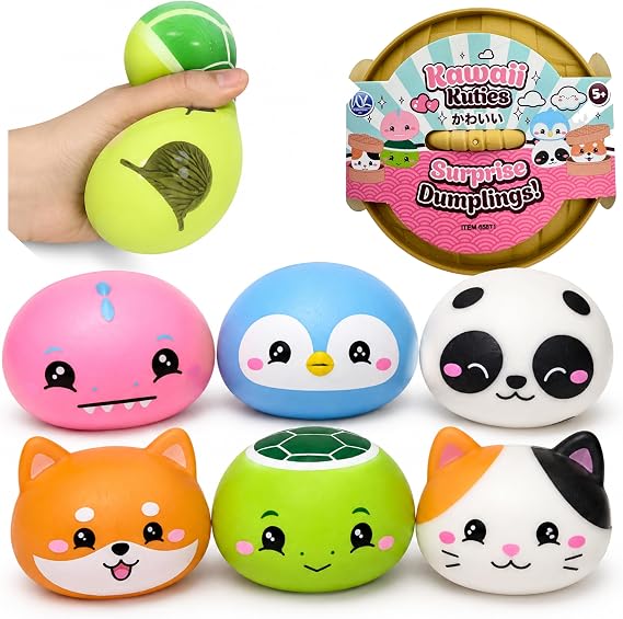 Kuties Dumpling Squishy Toy 8.5cm - 1x Random Mystery Surprise Dumpling Squeeze Toys with Cute Character Design, Viral Dumpling, Fidget Toys for Kids 3+
