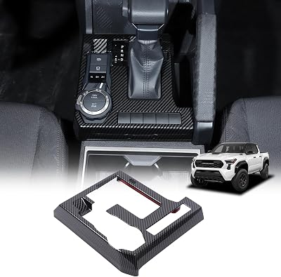 Daeiclru Gear Shift Panel Cover Trim Compatible with Toyota Tacoma 2024 2025, Gear Shifter Console Anti-Scratch Panel Decorative Sticker Trim Frame Interior Accessories Carbon Fiber Pattern