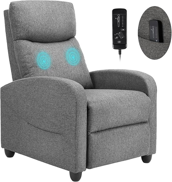 Smug Recliner Chair for Living Room, Leather Recliners, Home Theater Seating with Lumbar Support with Adjustable Backrest and Footrest, Modern Living Room Furniture with Padded Seat, Grey Seating