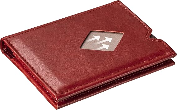 EXENTRI EX MIW 424 Mens Leather Bi-Fold Miniwallet with RFID Protection Rich Red, Red, One Size, Contemporary