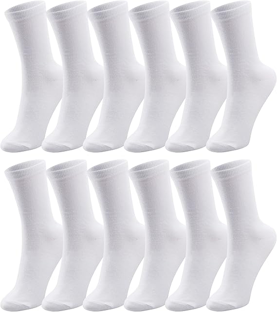 Duufin Womens Crew Socks 12 Pairs Mid Calf Socks for Women Size 5-9, 9-11