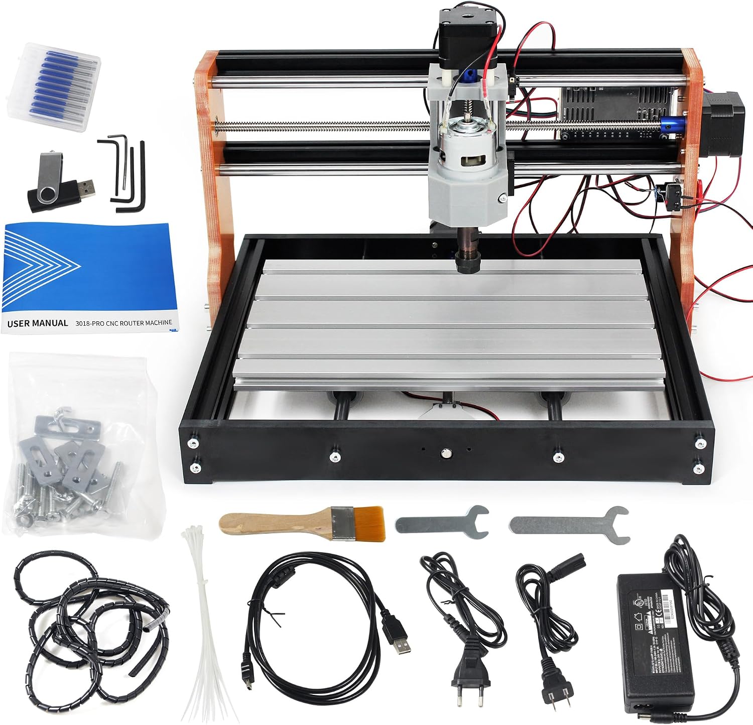 RATTMMOTOR Upgrade 3018-PRO CNC Wood Router Machine Kit 3 Axis GRBL DIY Mini CNC Engraver Milling MachineEmergency Stop and Limit Switch for Cutting Plastic Acrylic PVC PCB Wood
