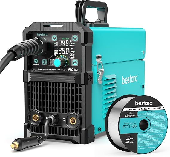 bestarc MIG145 145Amps MIG/Lift TIG/Stick Welding Machine, 0.035" E71T-GS Gasless MIG Wire