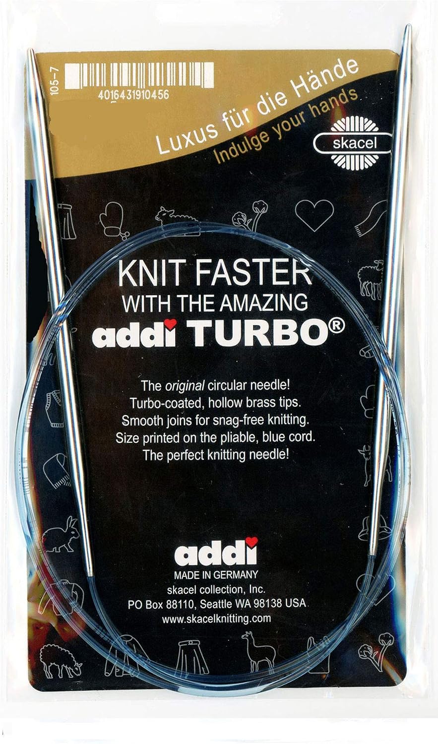 addi Knitting Needle Turbo Circular Skacel Blue Cord 40 inch 100cm Size US 13 9.0mm