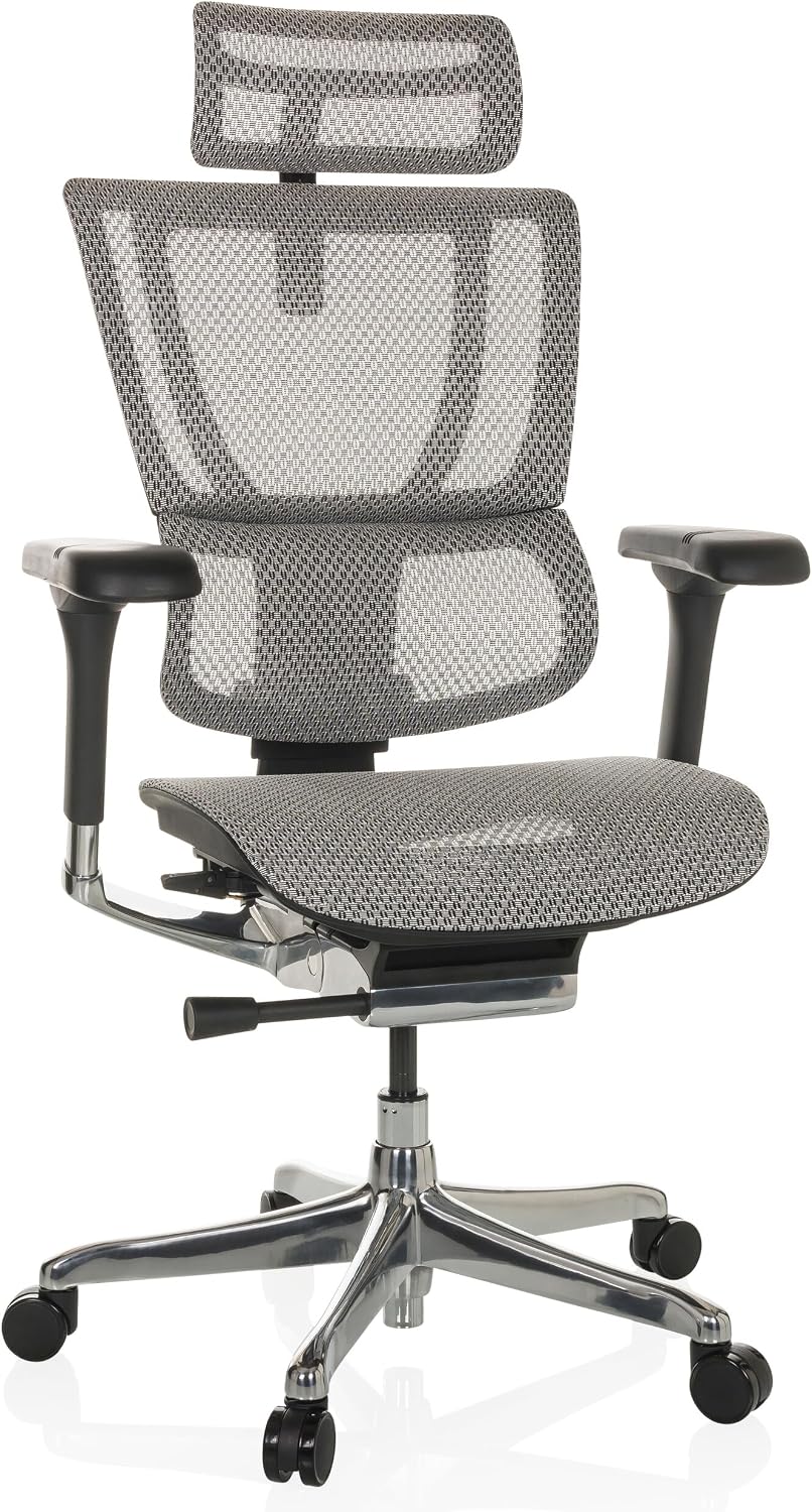hjh OFFICE Ergohuman Ergonomic Slim GEN2 Original Design Office Chair 24-Hour Use Swivel Chair with Flexible Lumbar Support Mesh Light Grey
