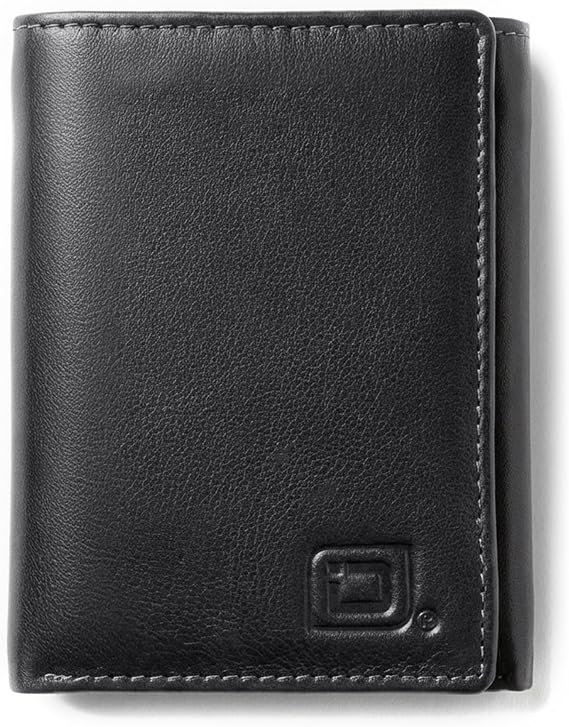 ID Stronghold Men's Leather Trifold Wallet - RFID Blocking - Black Wallet with Gift Box