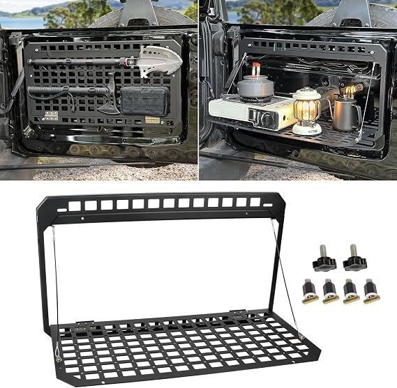 MAIKER OFF ROAD Tailgate Table Rear Foldable Cargo Shelf Aluminum Alloy Storage Shelf MOLLE Panel for Ford Bronco 2021-2024