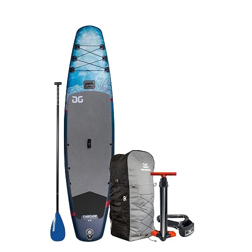 AQUAGLIDE Inflatable Stand Up Paddle Board with Premium SUP Accessories - Backpack, 3-Piece Wayfinder Leverlock Paddle, Fin, Leash, and Hand Pump - Cascade 11' ISUP, Multicolor, 40.15748031496063