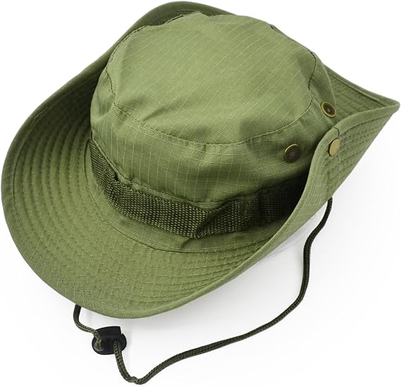 Outdoor Wide Brim Sun Protect Hat, Classic US Combat Army Style Bush Jungle Sun Cap for Fishing Hunting Camping