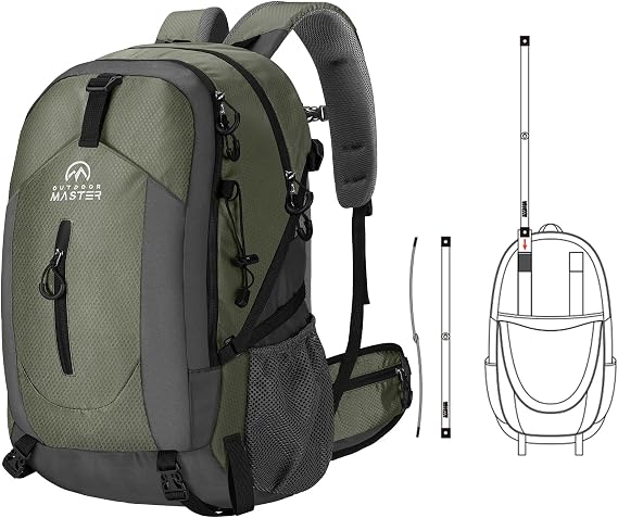 OutdoorMaster 50L Hiking Backpack with High Strength Aluminum Support