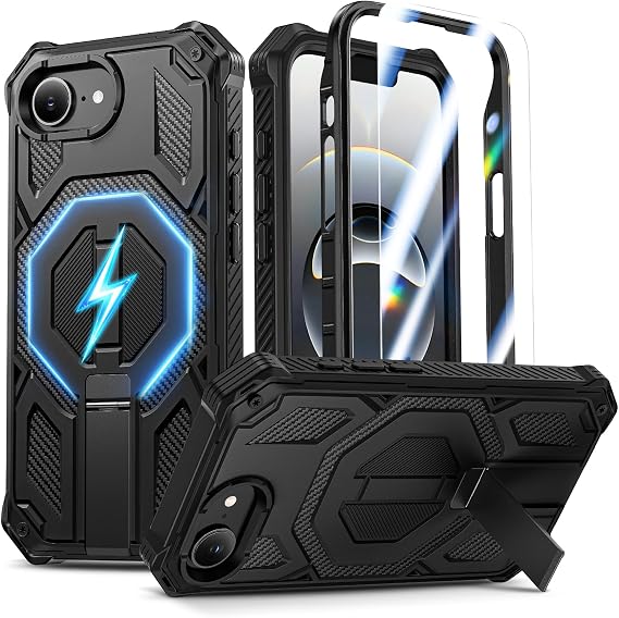 Magnetic for iPhone 17e Case/iPhone 16e Case with Screen Protector, Black