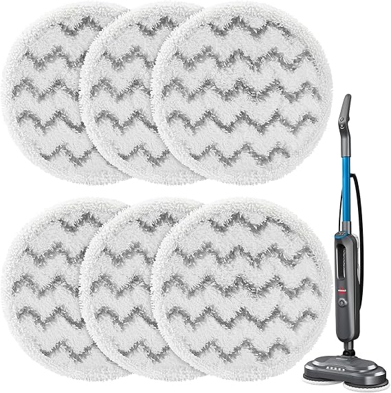3897A 3712 Pads for Bissell SpinWave SmartSteam Scrubbing Steam Mop, 6 Pack