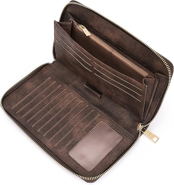 CLUCI Women Wallet Large PU Leather Wristlet Purse for Women RFID Blocking Zip Around Card Holder Ladies Travel Clutch