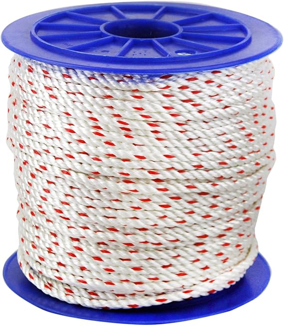 CWC 325015 3-Strand Poly-Dacron 600-Feet White Rope with Tracer, 5/16-inch
