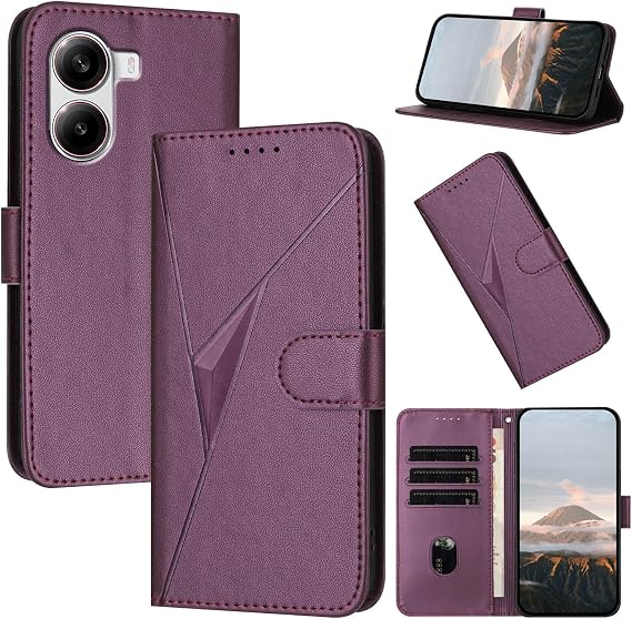 Compatible Xiaomi Poco X7 Pro Case, Folio Wallet Case, Triangular Pattern, Poco x7 Pro Case, Comfortable Touch, Stand Function, Card Storage, Poco x7pro Case, Xiaomi Poco x7 Pro 5G Phone Case