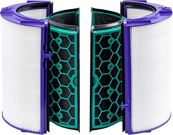 Replacement Filter for Dyson Air Purifier HP04, TP04, DP04, TP05, DP05 - Includes 2 HEPA Filters, 2 Carbon Filters, and Cleaning Brush - Not Compatible with TP01, HP01, PH Series Models