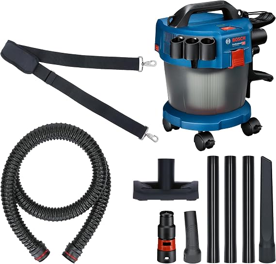 Bosch Professional 18V System Industrial Dust Extractor Gas 18V-10 L (incl.1.6 m Hose, 3X Extension Tubes, Without Battery/Charger)