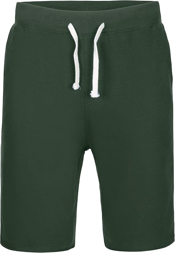 Premium Wear Men's Casual Soft Cotton Elastic and Drawstring Fleece Jogger Gym Active Pocket Shorts