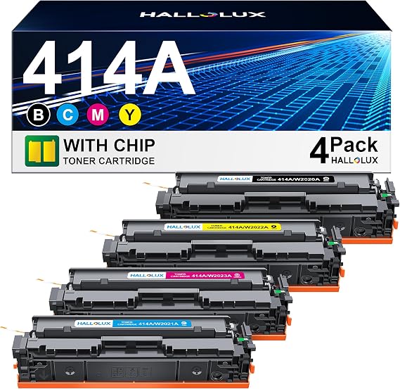 414A Toner Cartridges 4 Pack with Chip Replacement for HP 414A W2020A 414X
