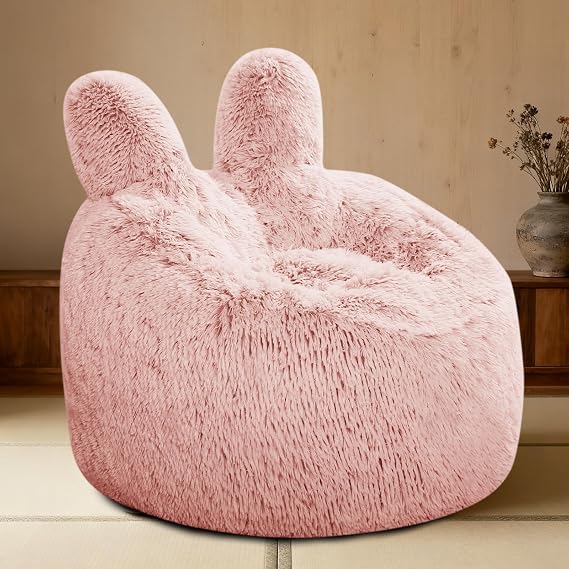 Plush Faux Fur Bean Bag Chairs, Memory Foam Filled Sofa Chair Shape Bean Bag for Adults/Teens/Kids, Ultra-Soft Lazy Sofa for Living Room Bedroom College Dorm