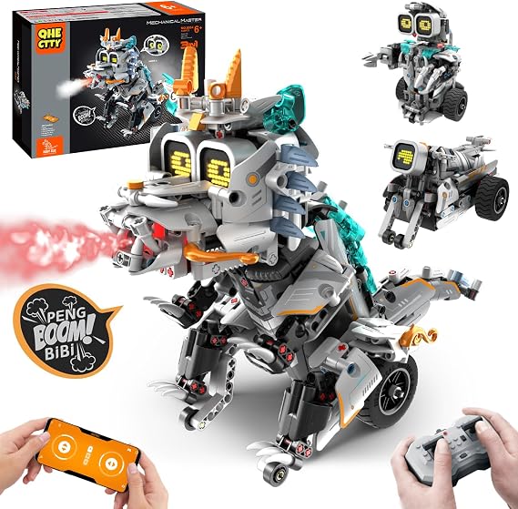 Technik Robot Children for Boys 3-in-1 Technology Building Toy with App Remote Control Dinosaur/Motorcycle/Robot Programmable Building Toy for Children Gifts for Boys and Girls from 6+ Years