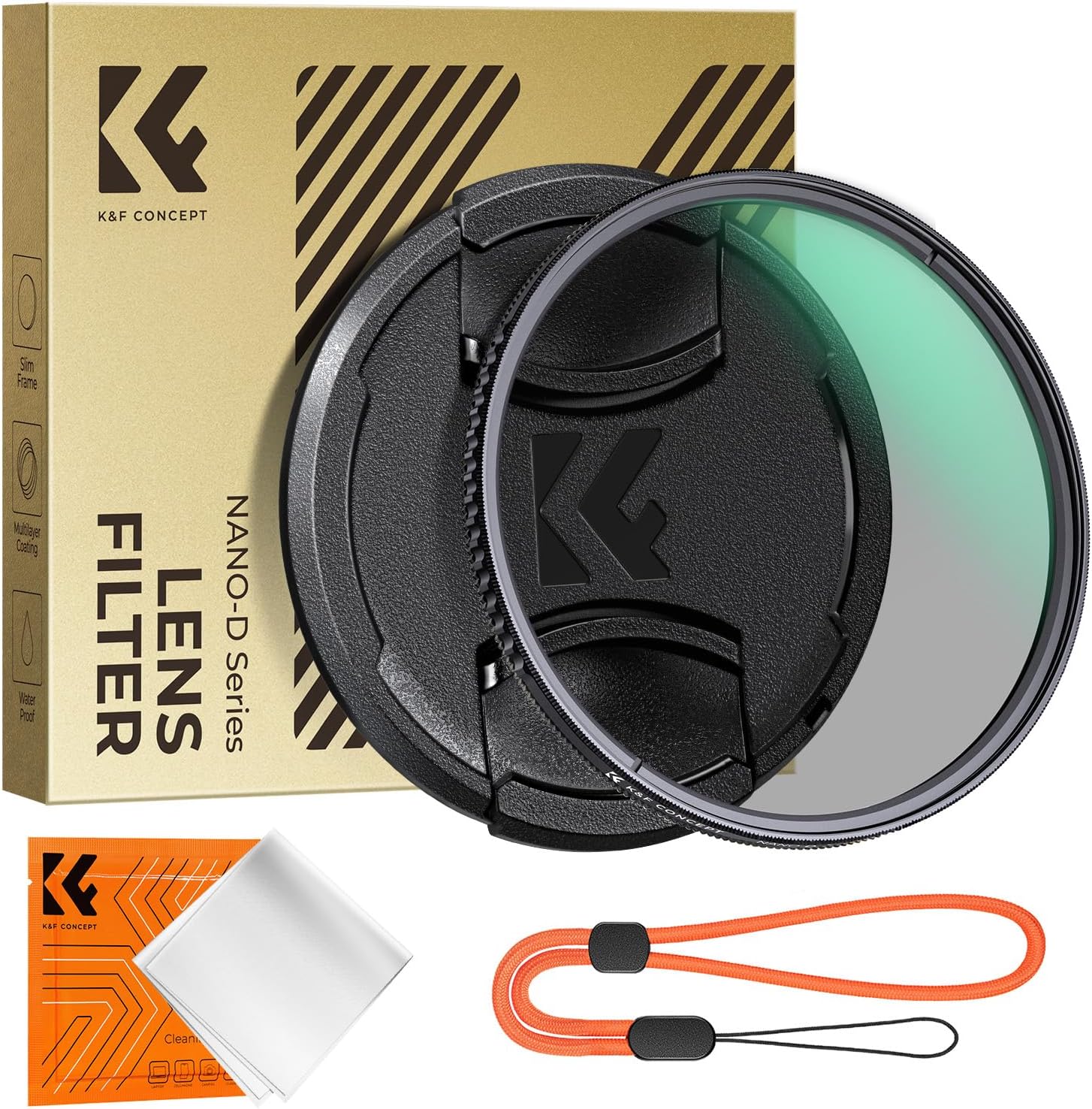 K&F Concept 58MM Polarising Filter Circular Polarizing CPL, Ultra Definiton 24 Layers Multi Coated, with Lens Cap Cleaning Cloth Nano-D Series