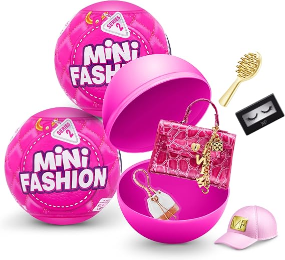 5 Surprise Mini Fashion Series 2 by ZURU Mystery Mini Brand Collectibles, Handbags/ Accessories for Kids, Girls, Teens, Adults (2 Pack)