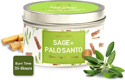 MAGNIFICENT 101 Sage & Palo Santo Aromatherapy Candle - 6 Oz White Soy Wax - 35-Hour Burn & Energy Cleansing - Manifestation & Meditation Accessories - Spiritual Decor & Gifts for Women