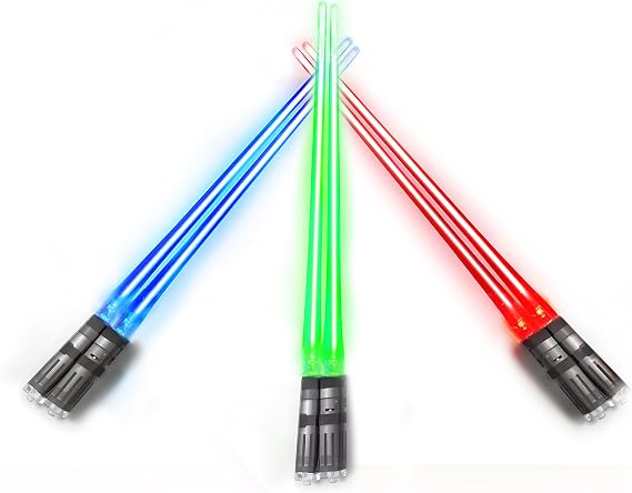 Lightsaber Chopsticks Star War Chopstick Light Up Lightsaber Chopsticks for Adults Saber Sticks Cool Chopstick Light Up Chop Sticks Light Saber Reusable Sushi Lightup Sabers Star War Gifts