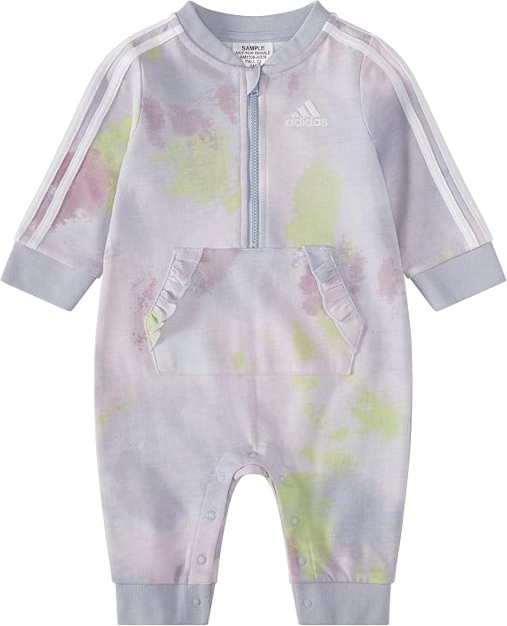 adidas Baby Girls Long Sleeve Zip Front French Terry Coveralls