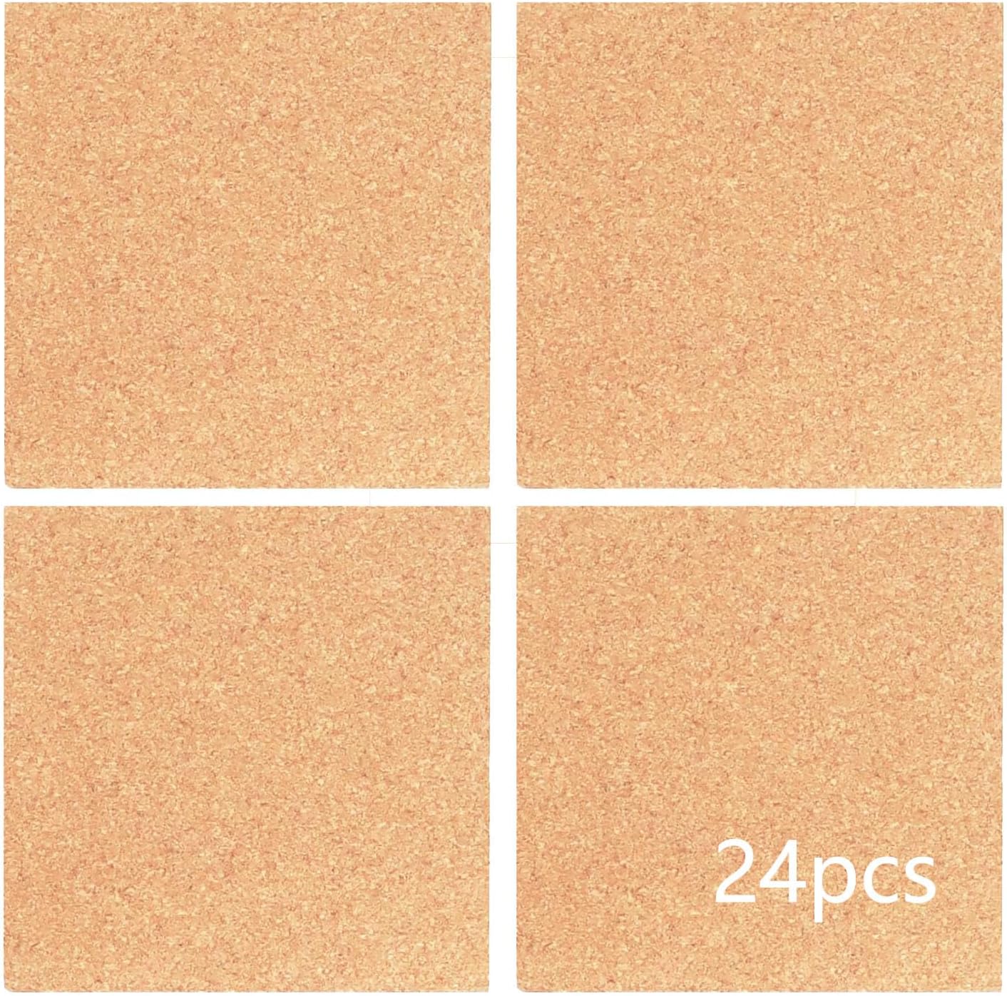 YYaaloa 24 Pcs Self-Adhesive Mini Squares Backing Cork Tiles Sheets 4x 4 for DIY Coasters and DIY Crafts Cork Board Squares, Cork Tiles, Cork Mat 24pcs