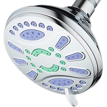 AquaStar Elite High-Pressure 6-Setting Extra-Large Luxury Spa Shower Head with Antimicrobial Anti-Clog Jets. Inhibits Growth of Mold, Mildew & Bacteria! / Solid Brass Ball Join/All Chrome Finish