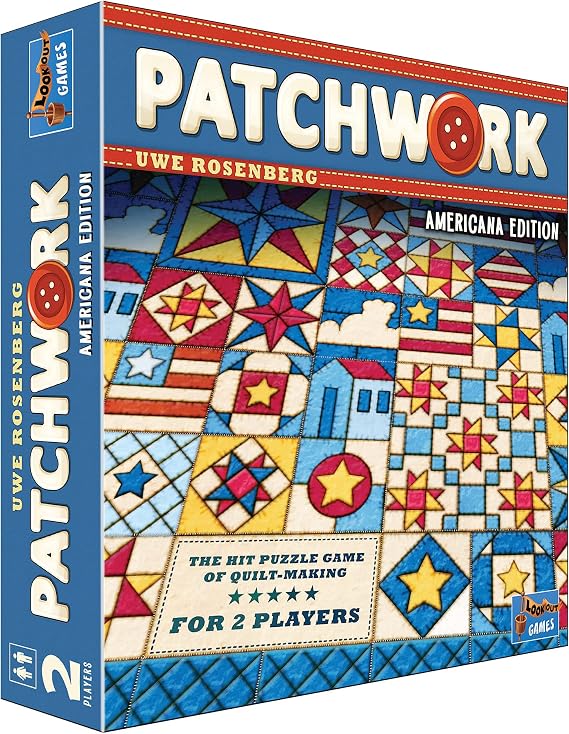 Patchwork Americana Edition Board Game - A Two-Player Quilting Strategy Game by Uwe Rosenberg! Interactive Puzzle Game for Kids & Adults, Ages 8+, 2 Players, 30 Minute Playtime, Made by Lookout Games