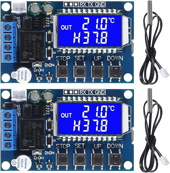 2pcs XY-T01 Electronic Temperature Controller, DC 6-30V 24V Waterproof NTC Probe Digital Temperature Control Module -50C to 100C Digital Thermostat Temperature Control Switch Boards