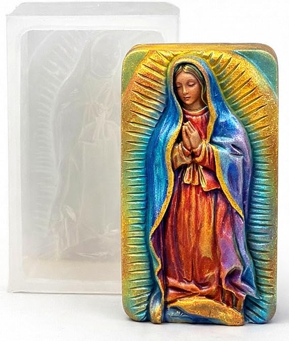 Virgin Mary Silicone Mold for SOAP Making, Candle, Resin, Wax, Plaster, Clay and Other Crafts.