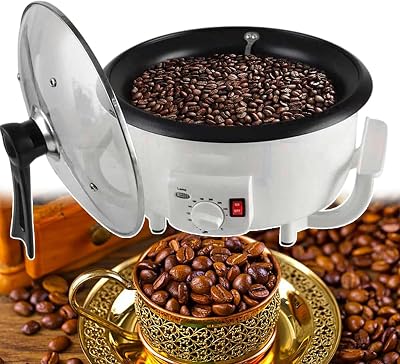 Wzglod Electric Coffee Maker - with Adjustable Temperature 0-240°C, Grain Drying Burner Machine - Variety of Food Baking 750g Capacity for Corn, Chestnut, Peanuts, Soy