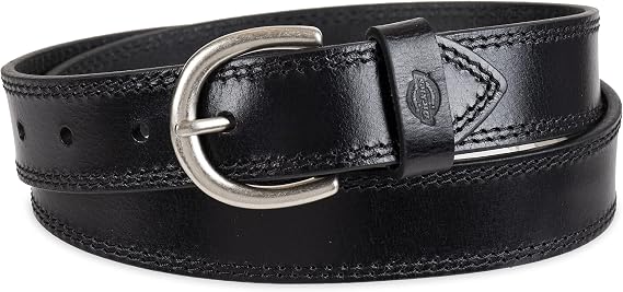 Dickies Women's Casual Leather Jean Workwear Belt With Round Harness Buckle